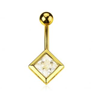 Pozlacený piercing do pupíku - kosočtverec