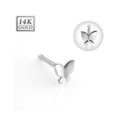 Zlatý piercing do nosu - motýlek, Au 585/1000
