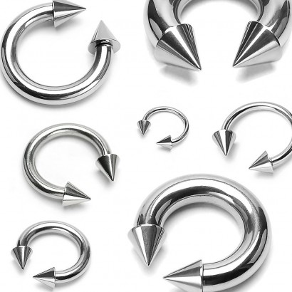 Piercing - podkova s hroty, tl. 1,2 mm (1,2 x 10 mm, 4 x 4 mm)
