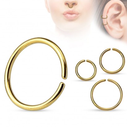 Piercing do nosu - kruh zlacený (0,8 x 7 mm)