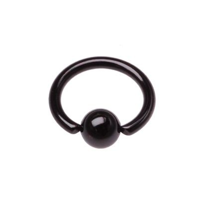 Piercing - kruh černý (1,2 x 8 mm, kulička 3 mm)