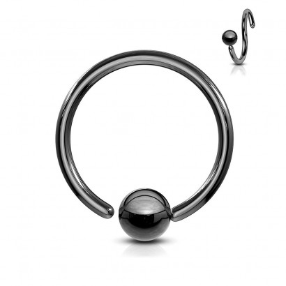 Piercing - kruh černý, kulička 3 mm (1,0 x 8 mm, 3 mm)