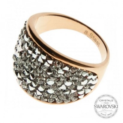 Zlacený ocelový prsten s krystaly Crystals from Swarovski®, Crystal (52)