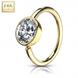 Zlatý piercing do nosu kruh, 0,8 x 8 mm, Au 585/1000