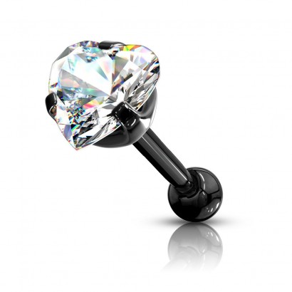 Cartilage piercing do ucha srdíčko, čirý zirkon 4 mm