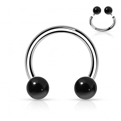 Piercing - podkova s vnitřním závitem (achát)
