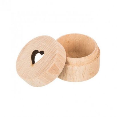 Kulatá dřevěná krabička se srdíčkem, průměr 40 mm