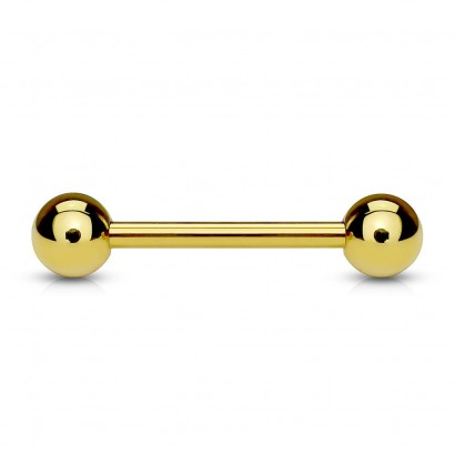 Pozlacený piercing do jazyka (1,6 x 25 mm)