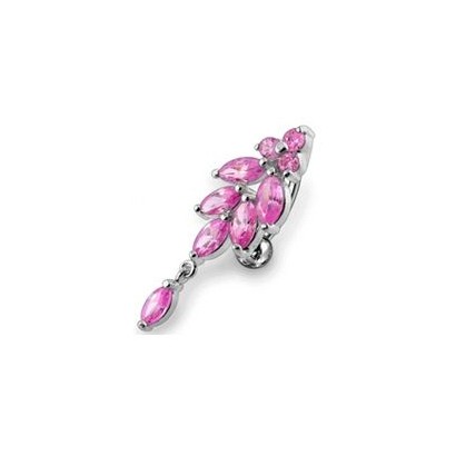 Stříbrný piercing do pupíku (růžová)