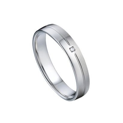 NSS3017 Snubní ocelový prsten se zirkonem, šíře 4 mm (48)