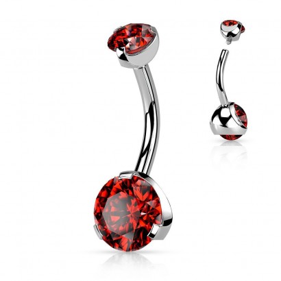 Piercing do pupíku - vnitřní závit (červená)