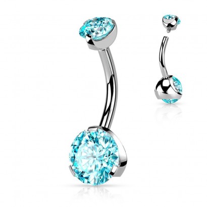 Piercing do pupíku - vnitřní závit (tyrkysová)
