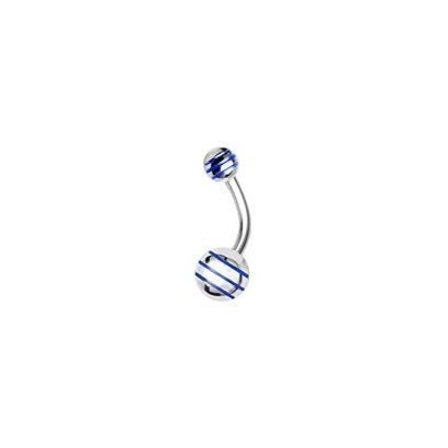 Piercing do pupíku  - banánek s pruhy (modrá)