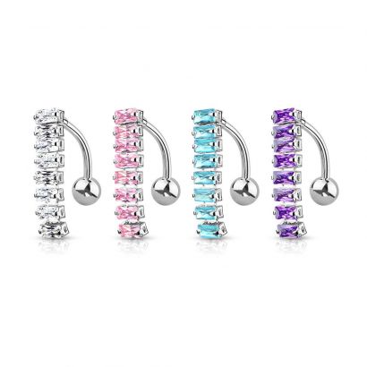 Obrácený piercing do pupíku (fialový)