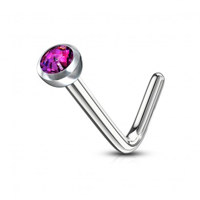 Zahnutý piercing do nosu (fialová)
