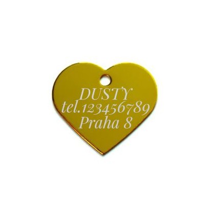 Hliníková psí známka srdíčko velké (žlutá)