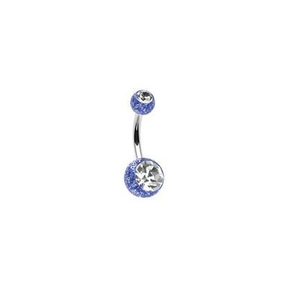 Piercing do pupíku - banánek (modrá/čirý zirkon)