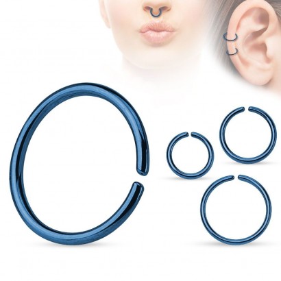 Piercing do nosu - kruh modrý (0,8 x 8 mm)