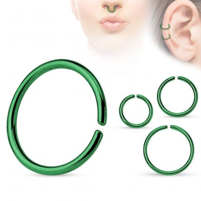 Piercing do nosu - kruh zelený (0,8 x 10 mm)