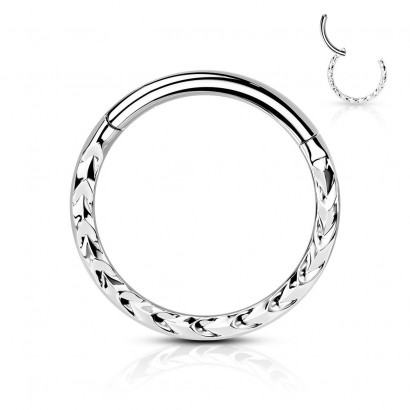 Segment kruh s dekorem - helix / cartilage / tragus piercing (1,2 x 10 mm)