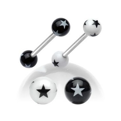 Piercing do jazyku s hvězdami (černá)