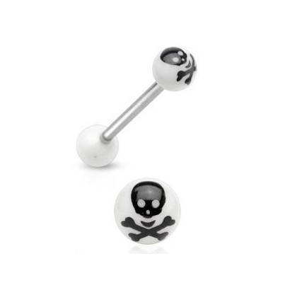 Piercing do jazyku - lebka (bílá)