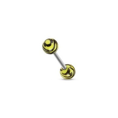 Piercing do jazyka  - zebrovaný (žlutá)