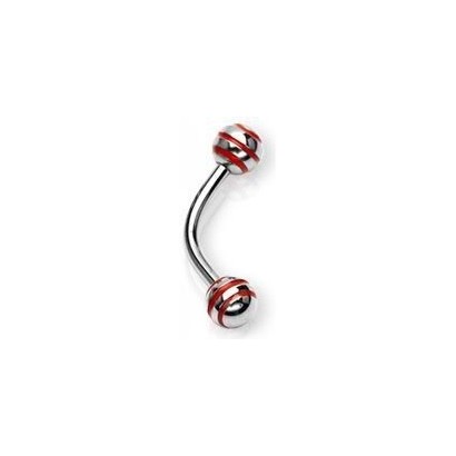 Piercing do obočí s proužky (červená)