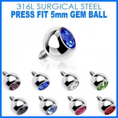 Microdermal - ozdobná část 5 mm (tmavě modrá, 5 mm)