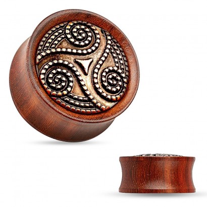 Dřevěný plug do ucha Rose Wood s ornamenty (8 mm)