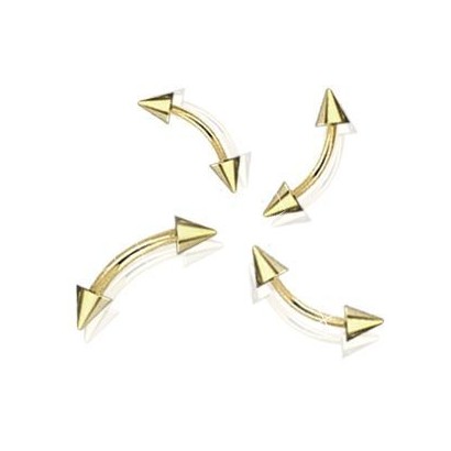 Pozlacený piercing do obočí - kónus (4 x 4 mm, 1,6 x 10 mm)