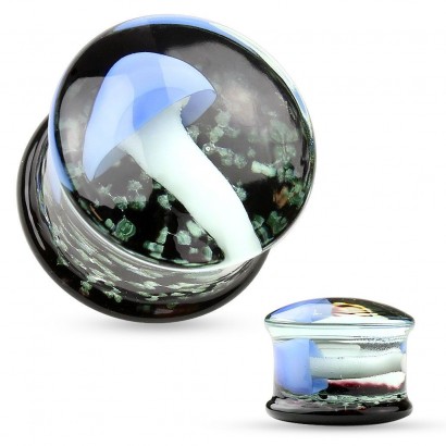 Skleněný plug do ucha - houbička (12 mm)