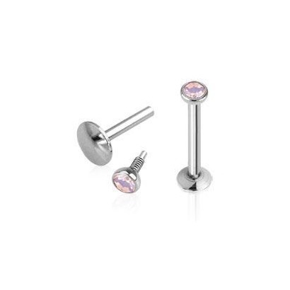 Piercing do brady - labreta, opalit růžový (1,2 x 6 mm)