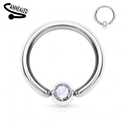 Piercing - kruh, kulička s kamínkem (1,2 x 8 mm)