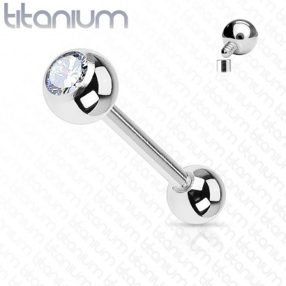 Piercing činka titan zirkon (1,6 x 12 mm, 4 mm kuličky)