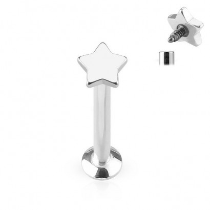 Piercing do brady - labreta, hvězdička (1,2 x 8 mm)