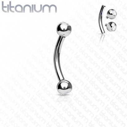 Piercing banánek vnitřní závit, zirkon - TITAN (1,6 x 10 mm)