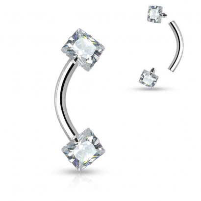 Piercing do obočí - čtverový zirkon (2 x 2 mm)