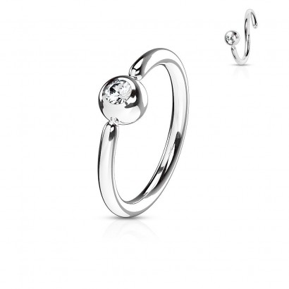 Piercing - kruh, kulička se zirkonem (1,2 x 8 mm)