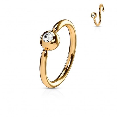 Piercing - zlacený kruh, kulička 3 mm (1,2 x 8 mm)