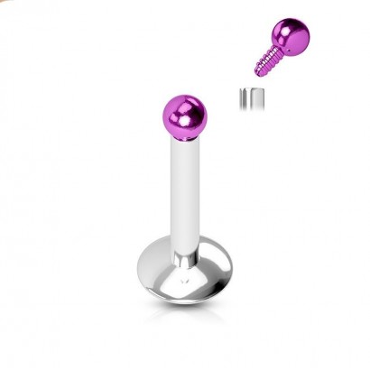 Piercing do brady, fialová kulička (1,2 x 8 mm)
