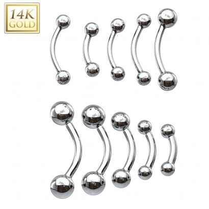 Zlatý piercing do obočí - kuličky, Au 585/1000 (1,32 g, 1,2 x 8 mm)