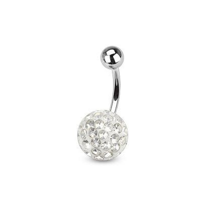 Piercing do pupíku s kamínky Crystals From Swarovski® CRYSTAL (1,6 x 8 mm)