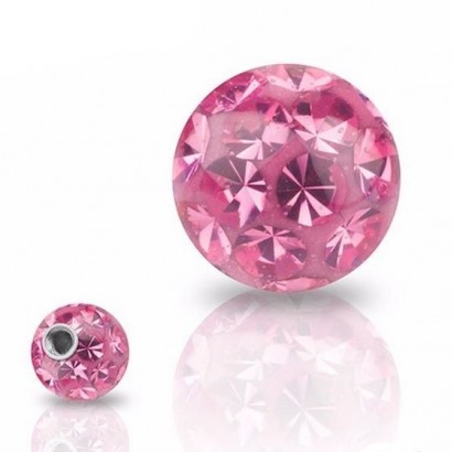 Náhradní kulička s krystaly Swarovski®, 5 mm, závit 1,6 mm (růžová)