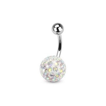 Piercing do pupíku s kamínky Crystals From Swarovski® AB (1,6 x 6 mm)