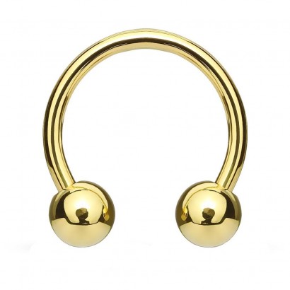 Piercing podkova, barva žluté zlato (1,6 x 10 mm, kuličky 4 mm)