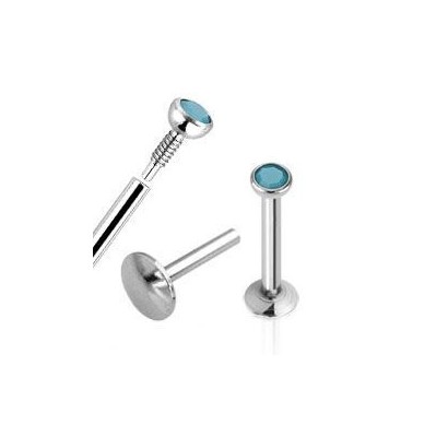 Piercing do brady - labreta, opalit modrý (1,2 x 10 mm)