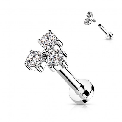 Labreta / cartilage piercing, čiré zirkony (1,2 x 8 mm)