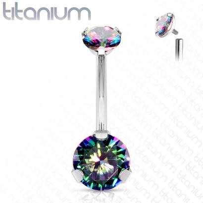 Piercing do pupíku vnitřní závit, zirkon - TITAN (vitrail medium)