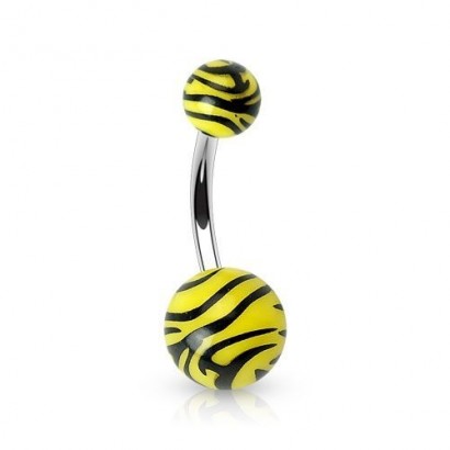Piercing do pupíku - banánek zebrovaný (žlutá)